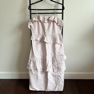 NWT H&M Brock Collection light pink ruffle midi dress